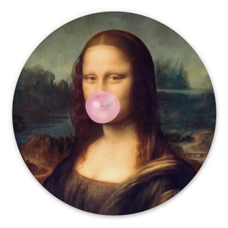Wandbild Taudalpoi - Mona Lisa mit Kaugummi - Alu-Dibond Rund 