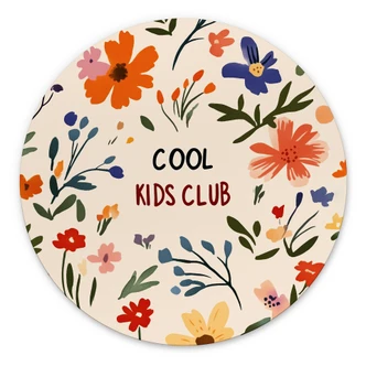 Wandbild Cool Kids Club Bunte Blumen - Treechild - Alu-Dibond Rund 