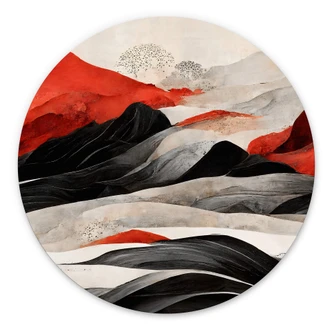 Wandcirkel Treechild - Red Mountains in Japan 