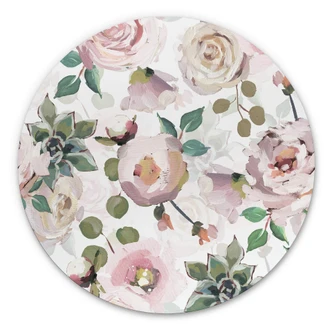 Alu-Dibond UN Designs - Blomster i kunstnerisk stil - Rund 