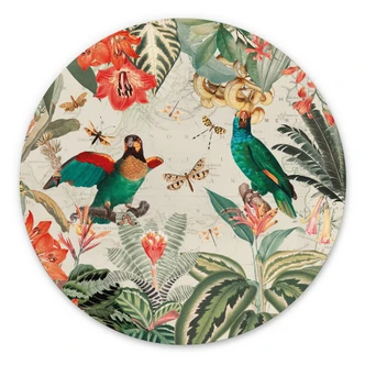 Wandcirkel Exotische jungle met papegaaien - UN Designs 