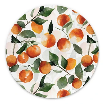 Wandbild Fruchtige Mandarinen - UN Designs - Alu-Dibond - Rund 