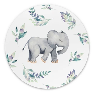 Dibond Wanddecoratie Schattige baby olifant tussen boho takken - UN Designs 
