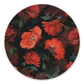 Wandcirkel UN Designs - Red Flowers 