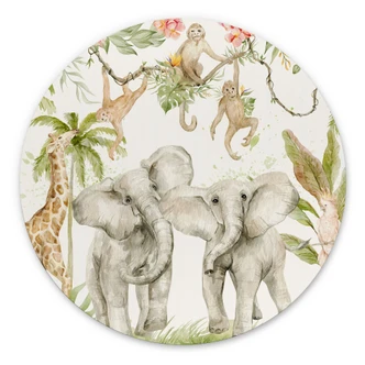 Wandcirkel Dieren in de tropische jungle - UN Designs 