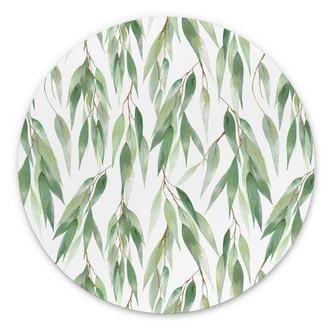 Wandbild Zweige mit grünen Blättern - UN Designs - Rund - Alu-Dibond 