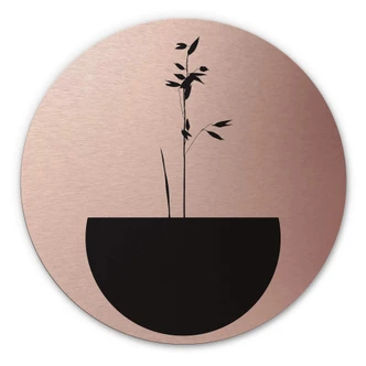 Wandcirkel met koper effect Kubistika - Abstract Flower 