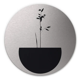 Wandcirkel met zilver effect Kubistika - Abstract Flower 