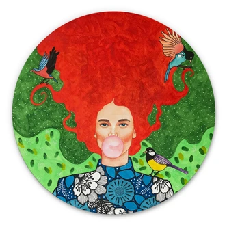 Tableau en alu-Dibond Hülya - Pourquoi j'aime le chaos - Rond 