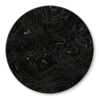 Glasbild Abstrakte Linien Schwarz-gold - Amini - Rund 