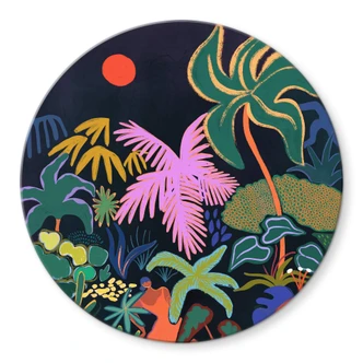 Glasbild Arty Guava - Exotik im Dunkeln der Nacht - Rund 