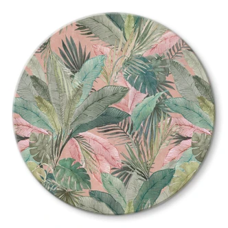 Stampa su vetro Foglie tropicali nella giungla rosa - Bloomery Decor - Rotondo Stampa su vetro Foglie tropicali nella giungla rosa - Bloomery Decor - Rotondo