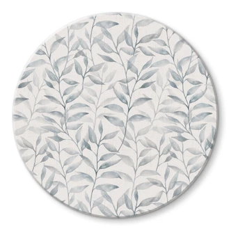 Glasbild Zarte Aquarell-Blätter - Soft Grau - Bloomery Decor - Rund Glasbild Zarte Aquarell-Blätter - Soft Grau - Bloomery Decor - Rund