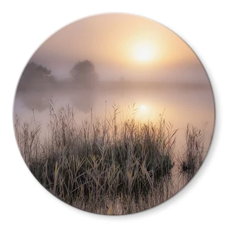 Glasbild Nebliger Herbsttag - Eisenmann - Rund Glasbild Nebliger Herbsttag - Eisenmann - Rund