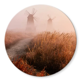 Glasbild Eom - Nebliger Morgen - Rund 