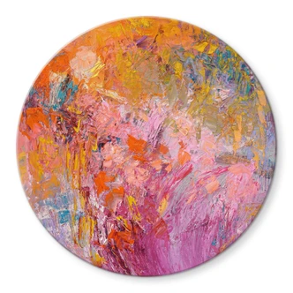 Glasbild Abstrakter bunter Rosengarten - Fagan - Rund 