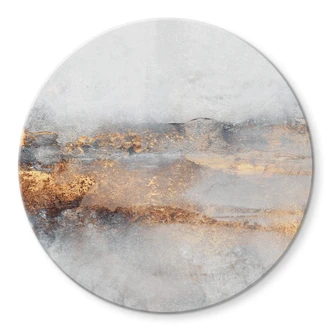 Glasbild Fredriksson - Goldige Spur im Nebel - Rund 