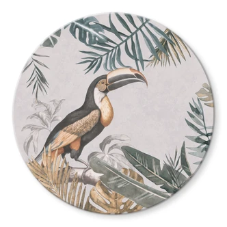 Glasbild Tropischer Wald mit Tukan - Haase - Rund 