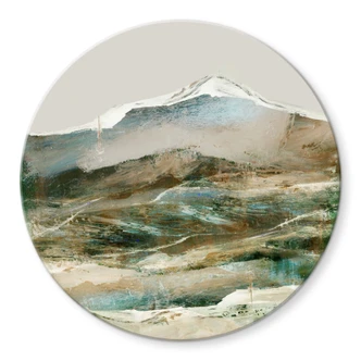 Glasbild Berge Abstrakt - Hobday - Rund 