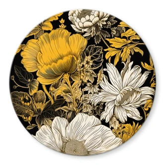 Blumen Glasbild - Blütenpracht in Ocker Rund - Jaszke 