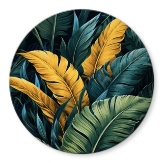 Glasbild Bunte Palmenblätter - Jaszke - Rund 