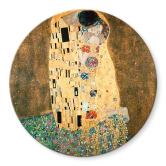 Glasbild Klimt - Der Kuss - Rund Glasbild Klimt - Der Kuss - Rund
