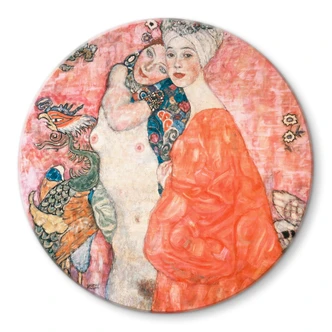 Glasbild Klimt - Die Freundinnen - Rund Glasbild Klimt - Die Freundinnen - Rund