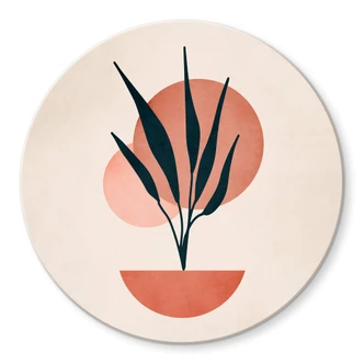 Glasbild Abstrakte Pflanze - Kubistika - Kopenhagen - Rund 