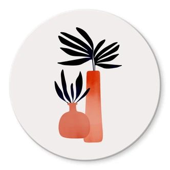 Glasbild Kubistika - Märchenpflanzen - Rund 