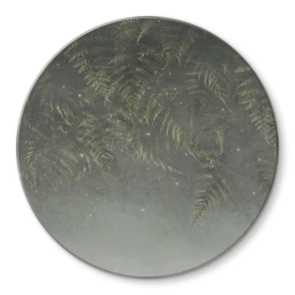 Glasbild Farn im Nebelwald in Grün - Ms Tiff - Rund 