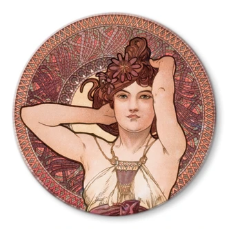 Tableau en verre - Mucha - Pierres précieuses : améthyste - rond 
