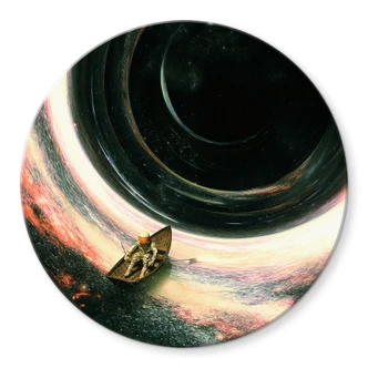 Glasschilderij Astronaut in een boot - Nicebleed 