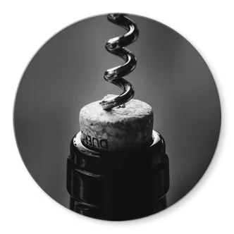 Glasbild Wein mit Korkenzieher - Pictufy Studio - Rund 