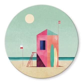 Glasbild Rettungshäuschen am Strand - Rivers - Rund 