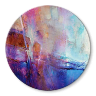 Glasbild Abstrakte Küstenlinie in Violett - Schmucker - Rund Glasbild Abstrakte Küstenlinie in Violett - Schmucker - Rund
