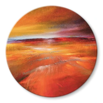 Tableau en verre Paysage d'automne au crépuscule - Schmucker - Rond 