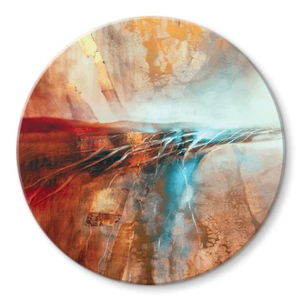 Glasbild Leuchtender Horizont am Wasser - Schmucker - Rund Glasbild Leuchtender Horizont am Wasser - Schmucker - Rund