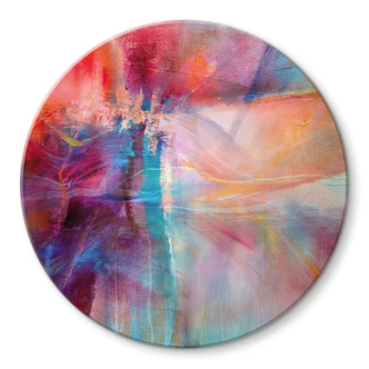 Tableau en verre Douce brume de couleur en mouvement - Schmucker - Rond 