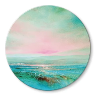 Glasbild Türkisfarbenes Meer im Abendlicht - Schmucker - Rund Glasbild Türkisfarbenes Meer im Abendlicht - Schmucker - Rund