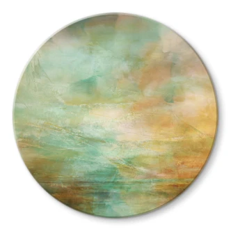 Tableau en verre Lumière turquoise et dorée sur la mer - Schmucker - Rond 