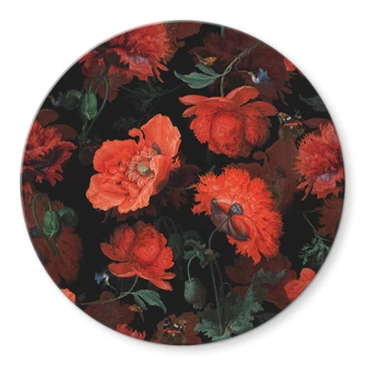 Glasbild UN Designs - Rote Blüten - Rund Glasbild UN Designs - Rote Blüten - Rund