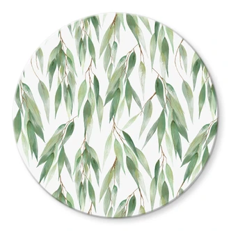 Glasbild Zweige mit grünen Blättern - UN Designs - Rund Glasbild Zweige mit grünen Blättern - UN Designs - Rund