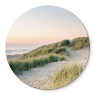 Glasbild Dünen an der holländischen Küste - Zwart - Rund Glasbild Dünen an der holländischen Küste - Zwart - Rund