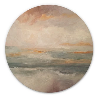 Tableau sur bois Vagues abstraites dans la lumière du crépuscule - Alpenglow Workshop - Rond 