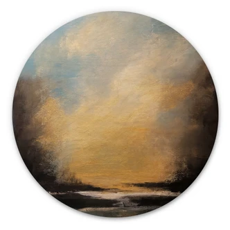 Tableau sur bois Lumière dorée dans le ciel du soir - Bergius - Rond 