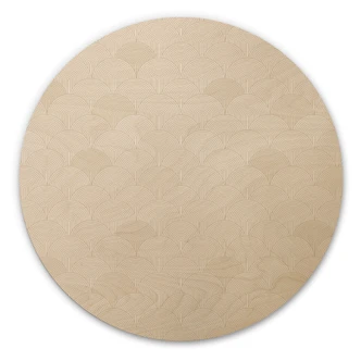 Tableau sur bois Demi-cercles abstraits en beige doux - Bloomery Decor - Rond 
