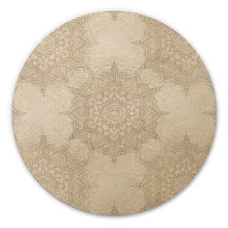 Elegant Trätavla i sandguld - Bloomery Decor - Rund 