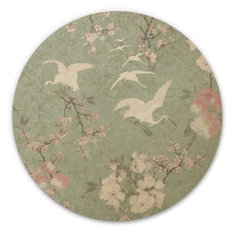 Trätavlor av trä i körsbärsblom Rush Green - Blomstersmycke - Rund 