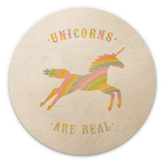 Bodart Trätavla - Enhörningar finns på riktigt - Rund 