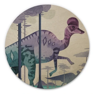 Tableau sur bois rond Braun - Corythosaurus 